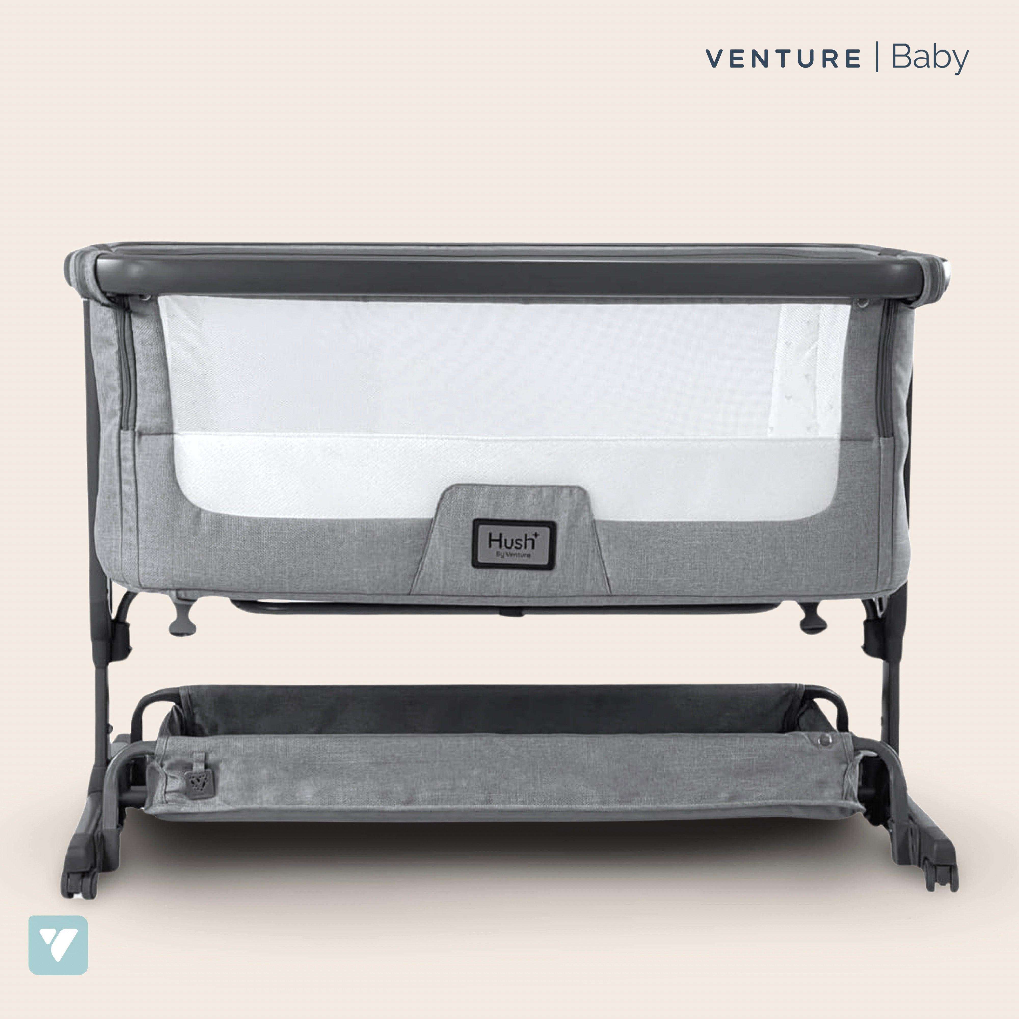 Hush Bedside Co Sleeping Crib Grey Knit Venture